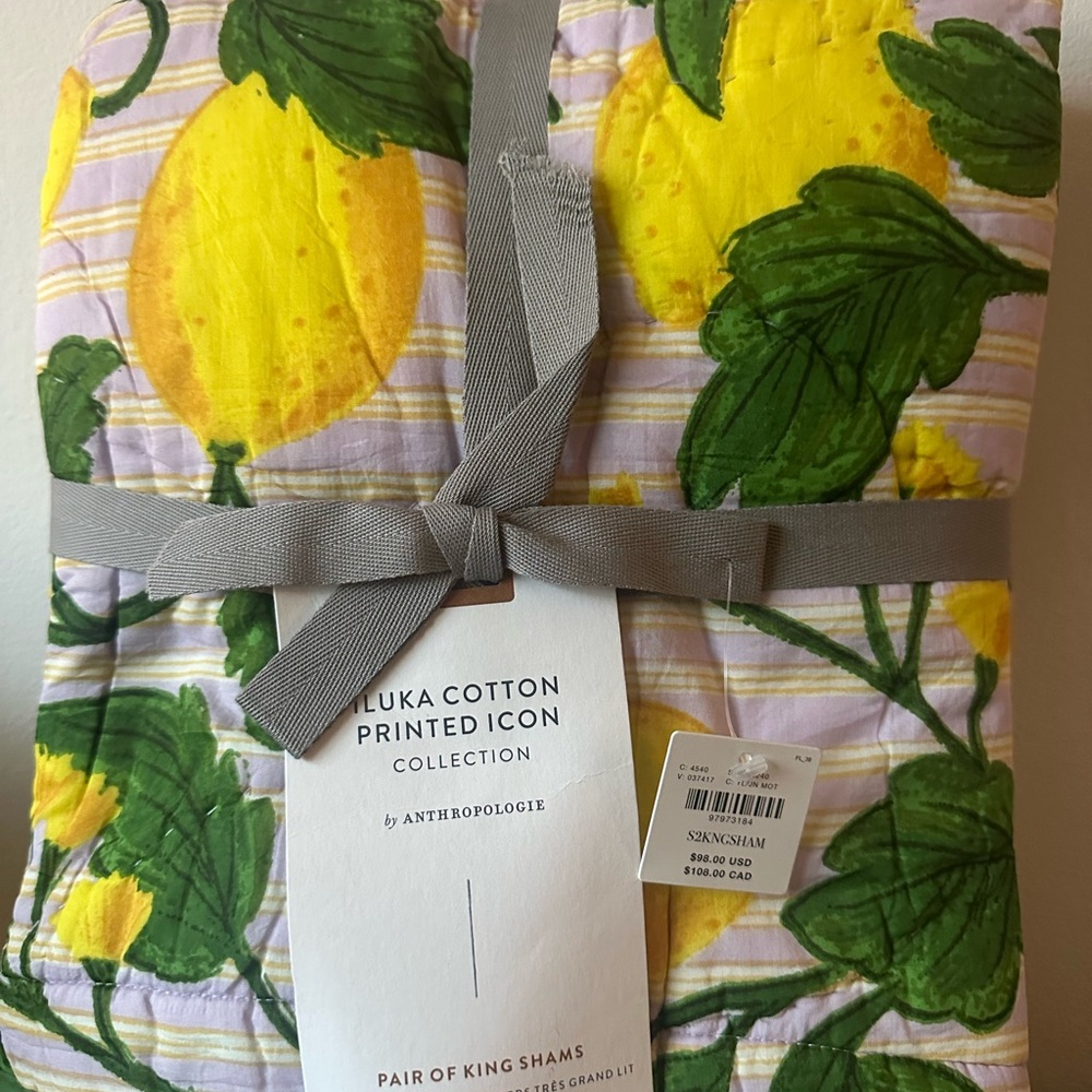 Anthropologie Iluka Citrus Print King Shams